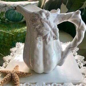 New! Leaf & Twig White Stoneware Pitcher